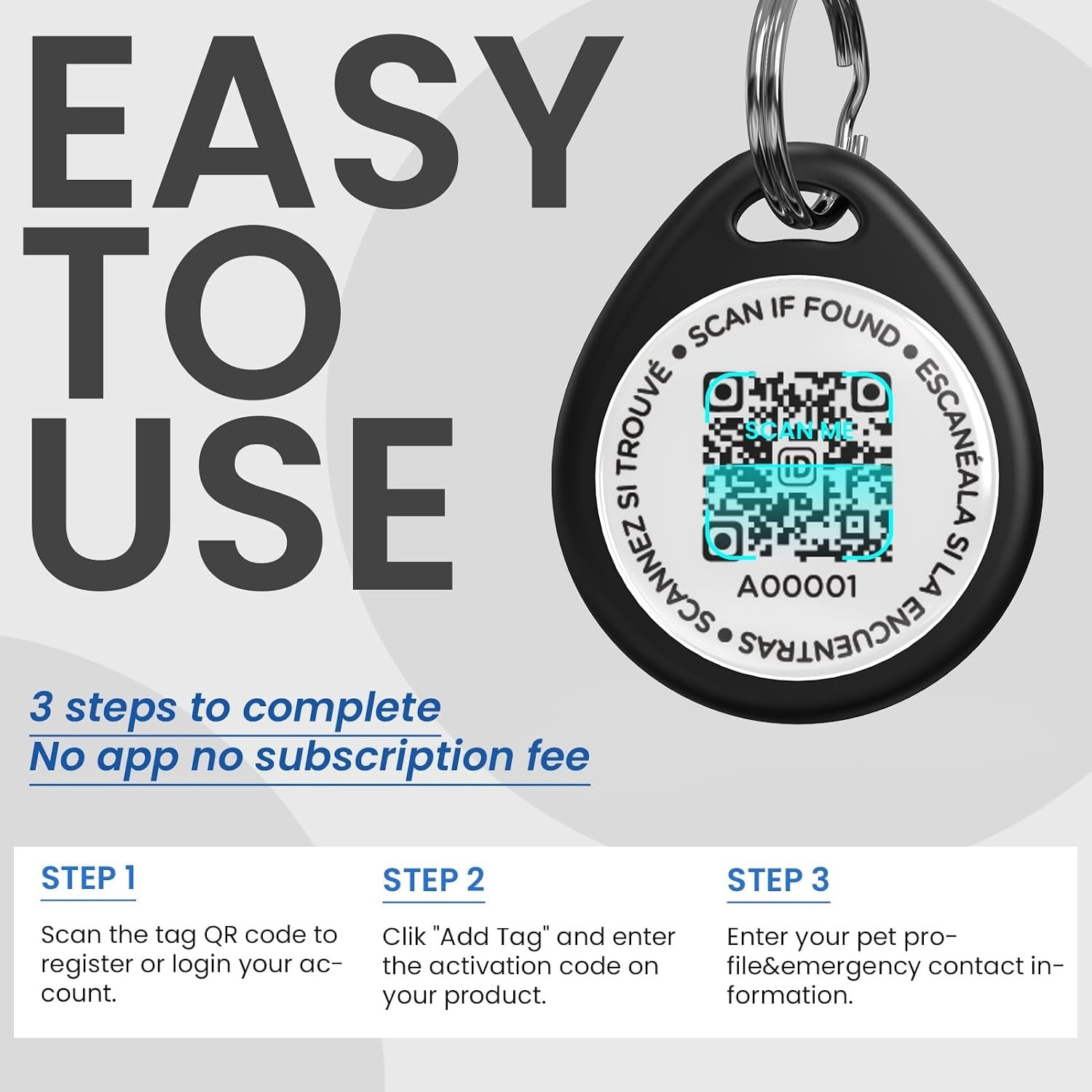 Dog Tags Personalized, QR Code Pet ID Tags for Dog Collar, Online Profile, Sc…