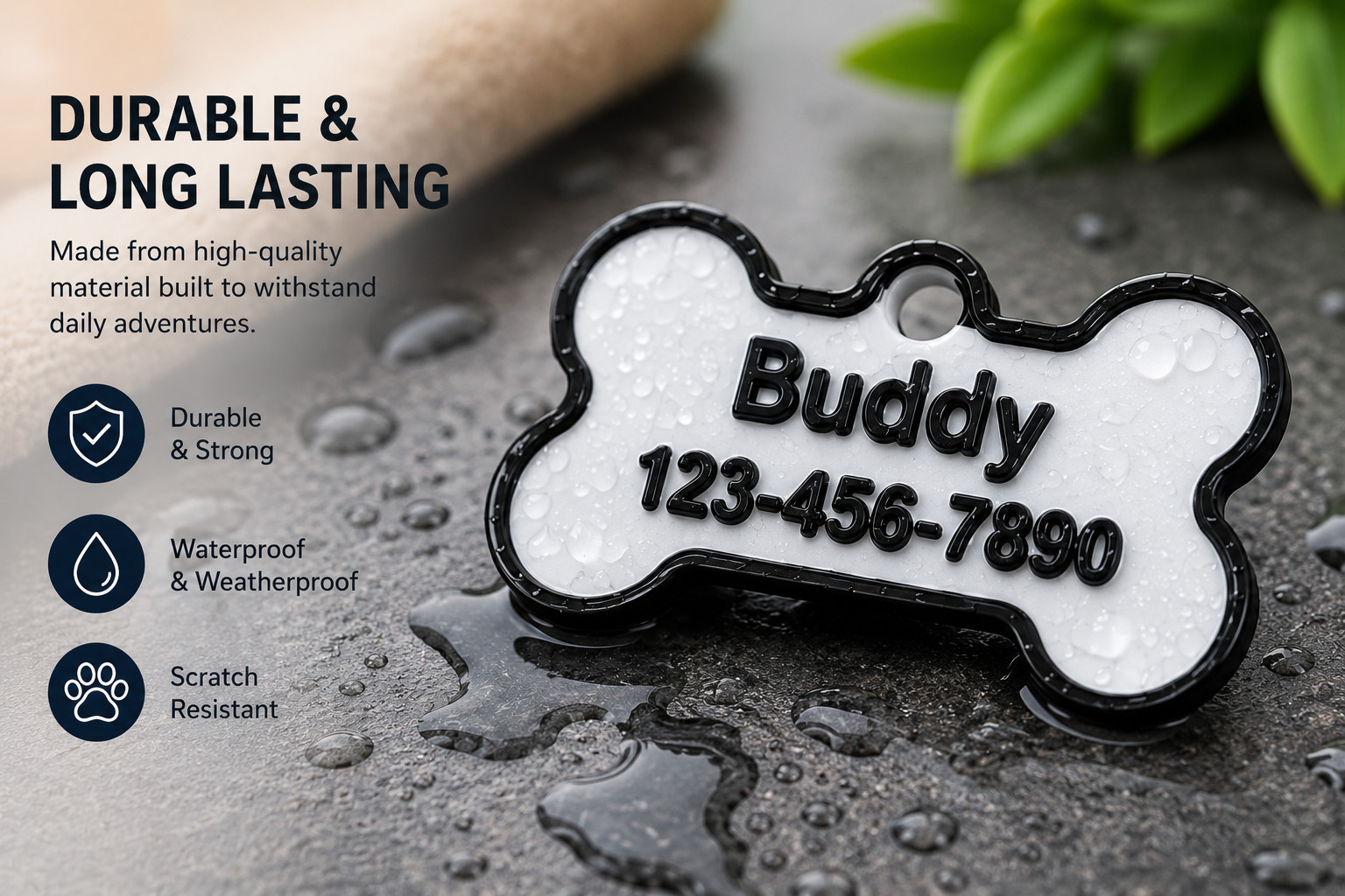 Personalized Dog Tag Custom Pet ID Tag with Name & Phone Number for Dogs Cats