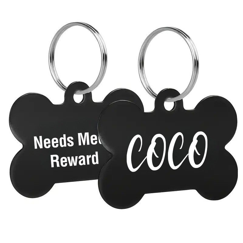 Custom Bone Aluminum Pet ID Tag Engraved Placa Perro Gato 10 Colors 3 Sizes USA