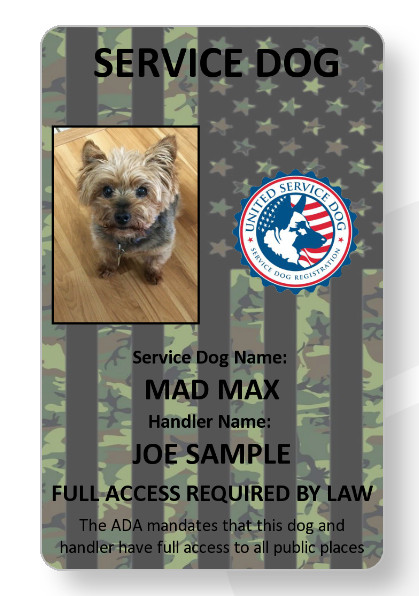 Camo Flag theme Service Dog/Emotional support/Therapy Dog ID card