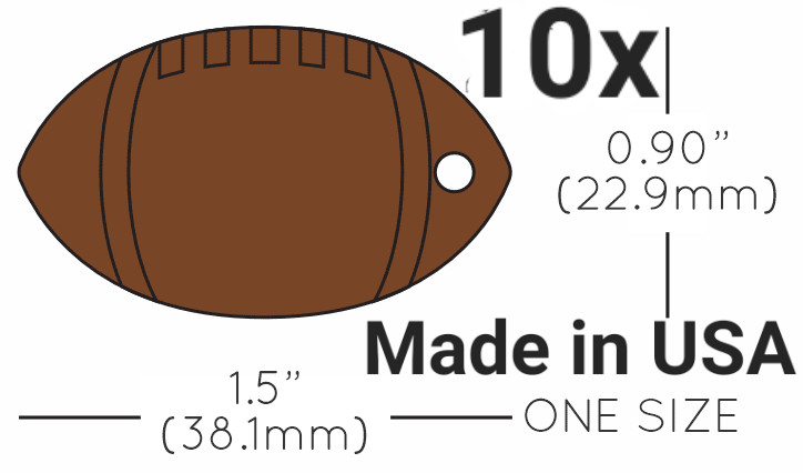 10x Anodized Aluminum Pet ID Tag Blank Football Brown Made in USA (Lead Free)