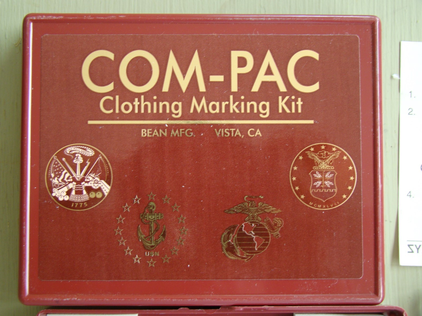 USN US USMC USCG USAF ARMY ALL RANKS SAILOR AIRMAN MARINE GI NAME I.D. STAMP KIT