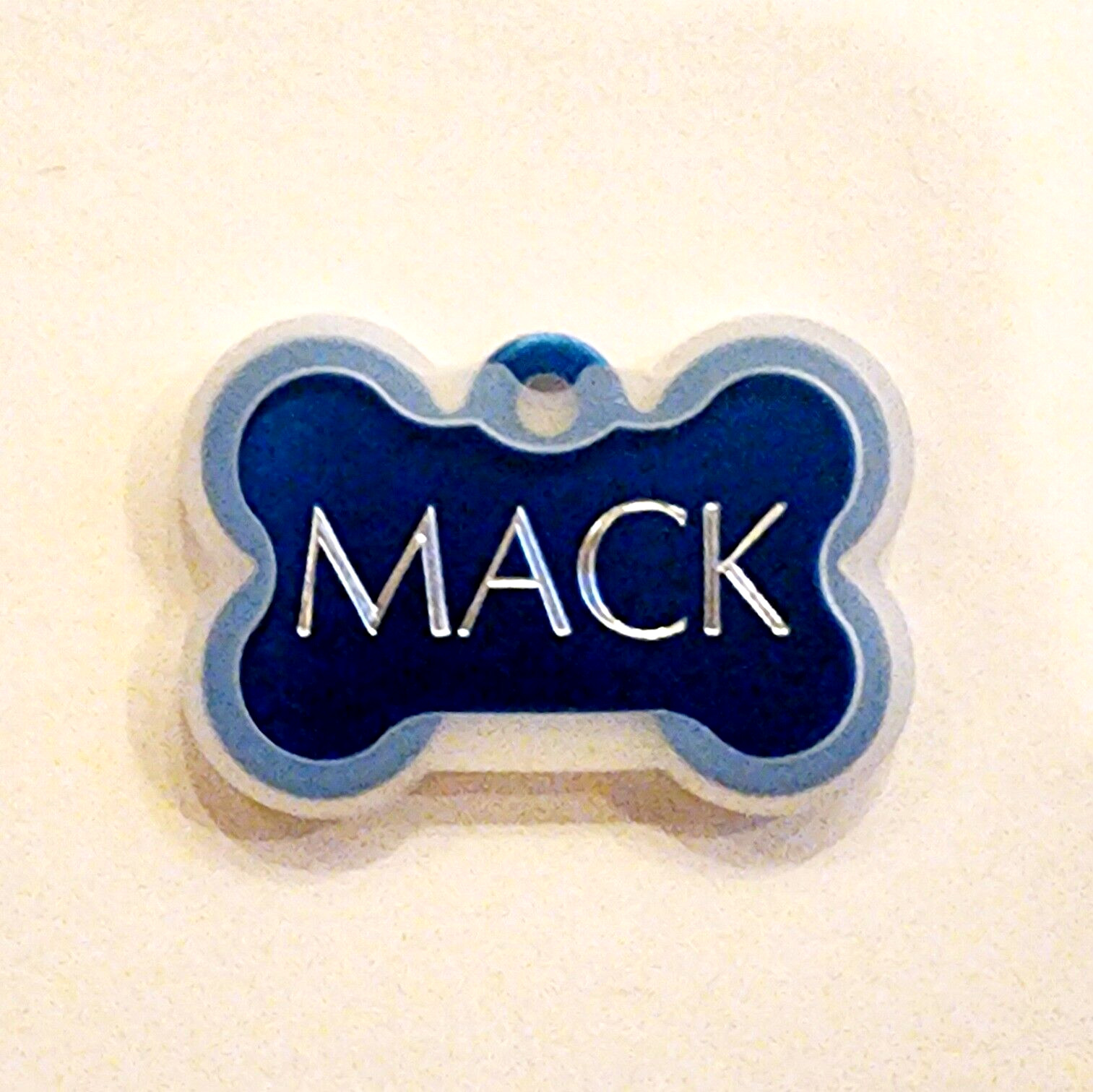 CUSTOM ENGRAVED PET TAG BLUE BONE SHAPE WITH SILENCER DOG PERSONALIZED TAGS
