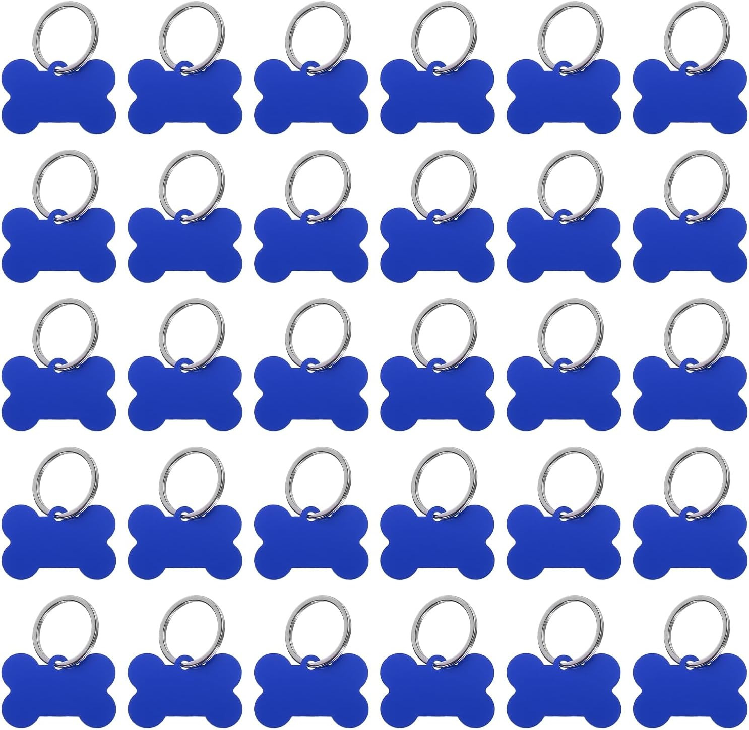 Bone Shaped Dog Tag Pet ID Tags, 38Mmx25Mm/1.5″ X1 Metal Blue Blank Dog Tags Cat