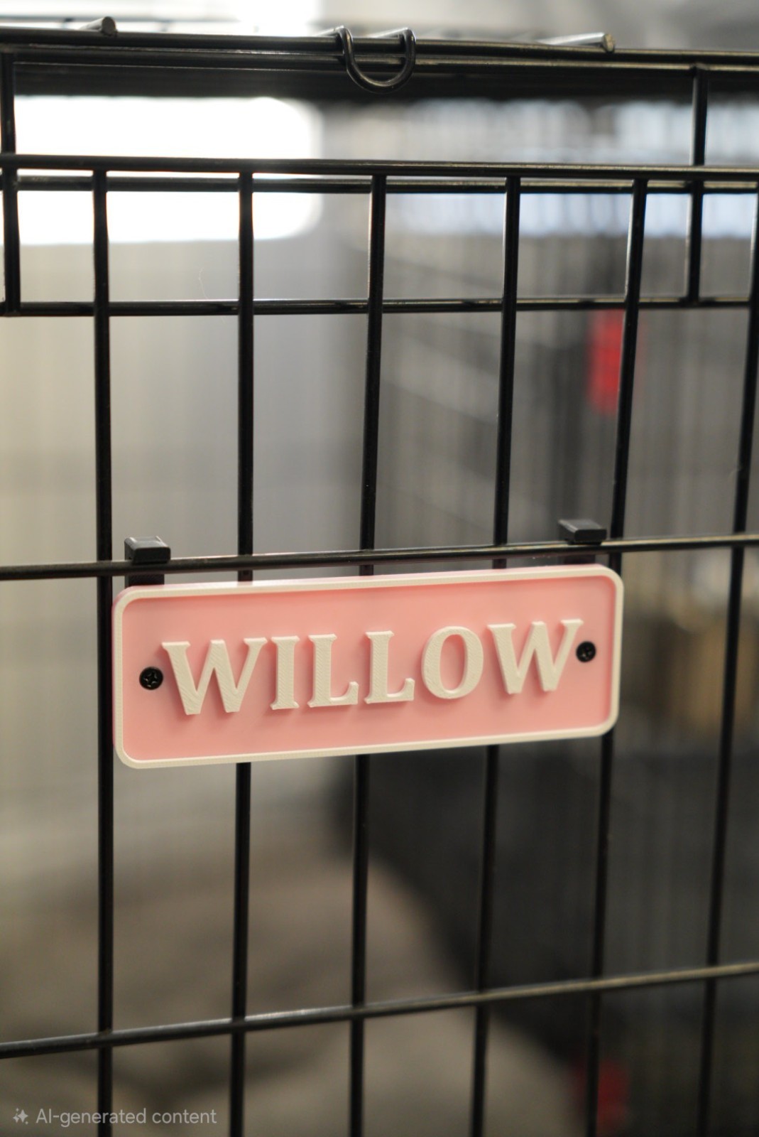 Wire Kennel Name Plate. Customized names & colors. Universal