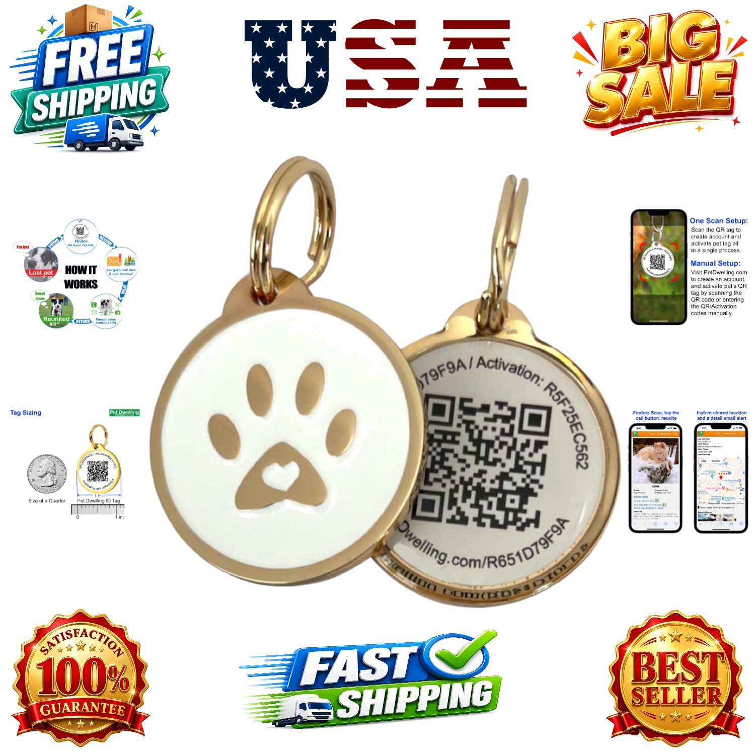 QR Pet Tag – Easy Scan Instant Location Alerts, Online Pet Profile with AI Fe…