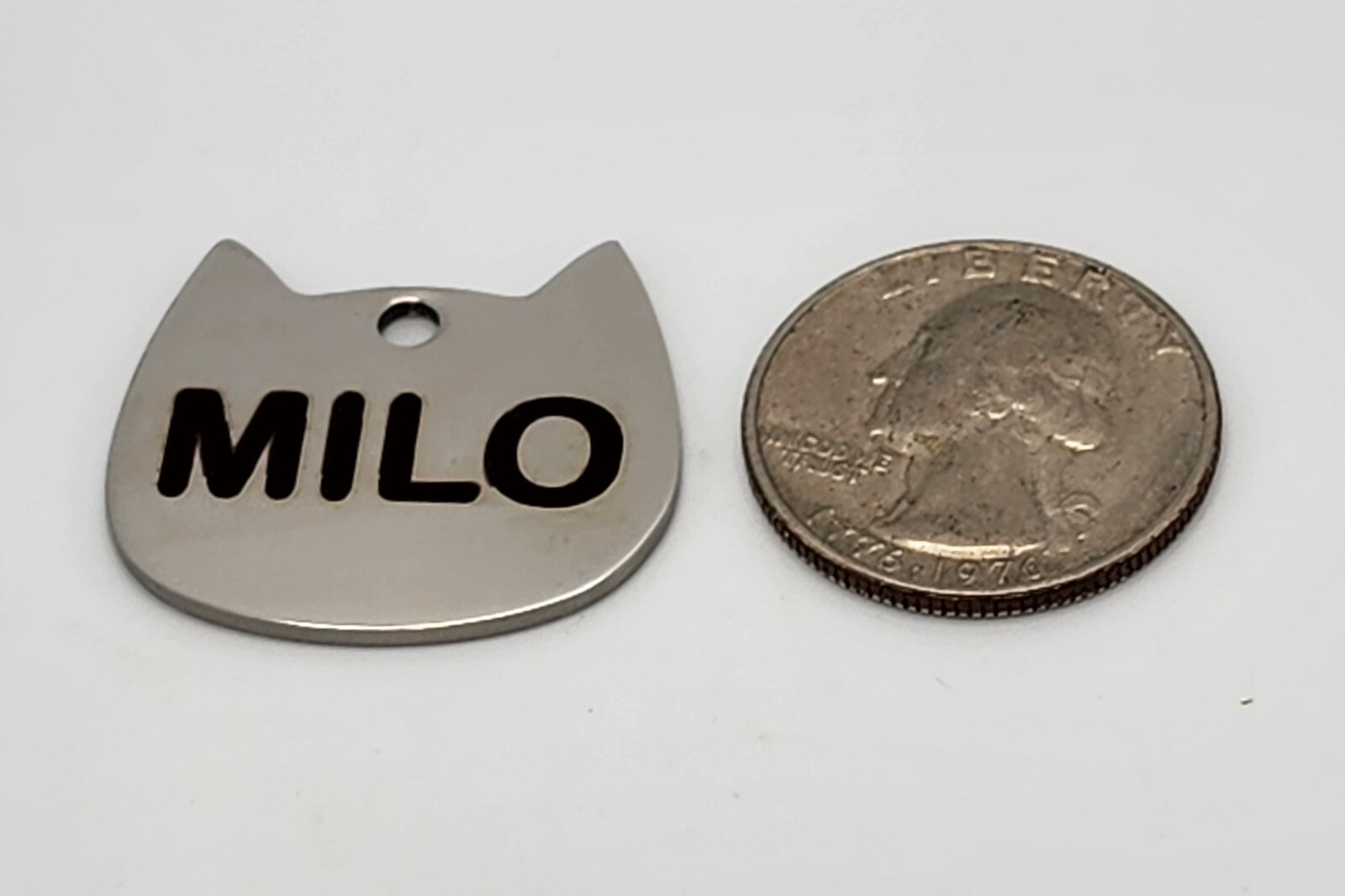 Deep Engraved Cat Head Pet ID Tag – Stainless Steel 2-Sided Lifetime Warranty