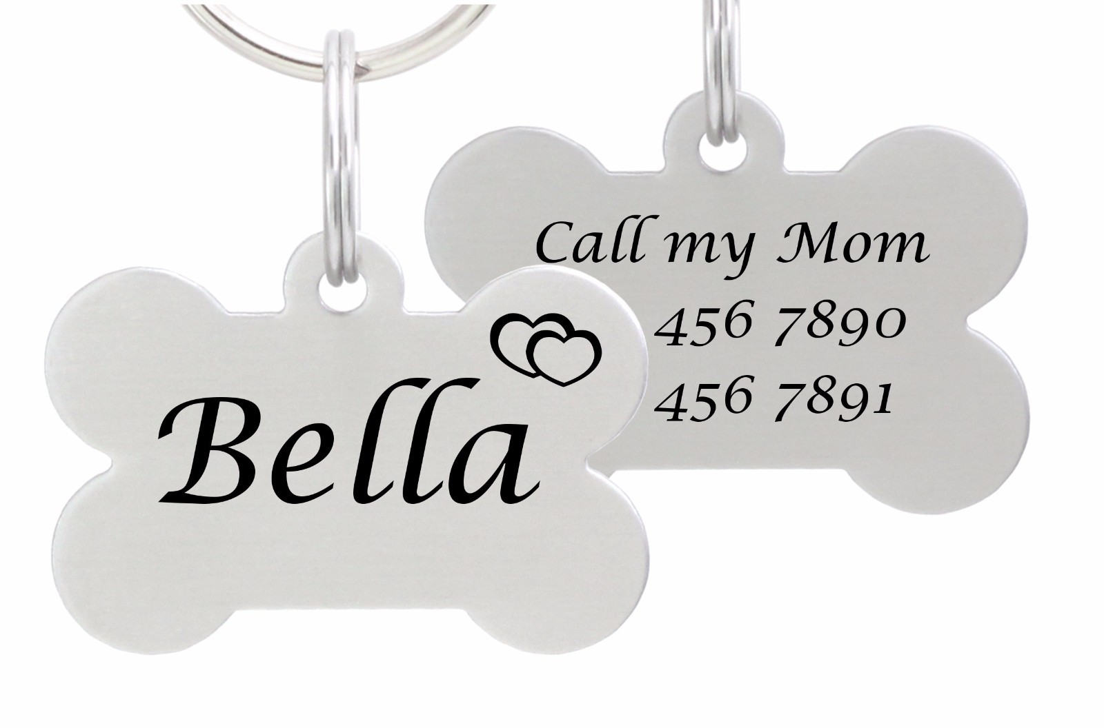 Double Sided Laser Etched Stainless Steel Pet ID Tag for Dog & Cat Tag Bone