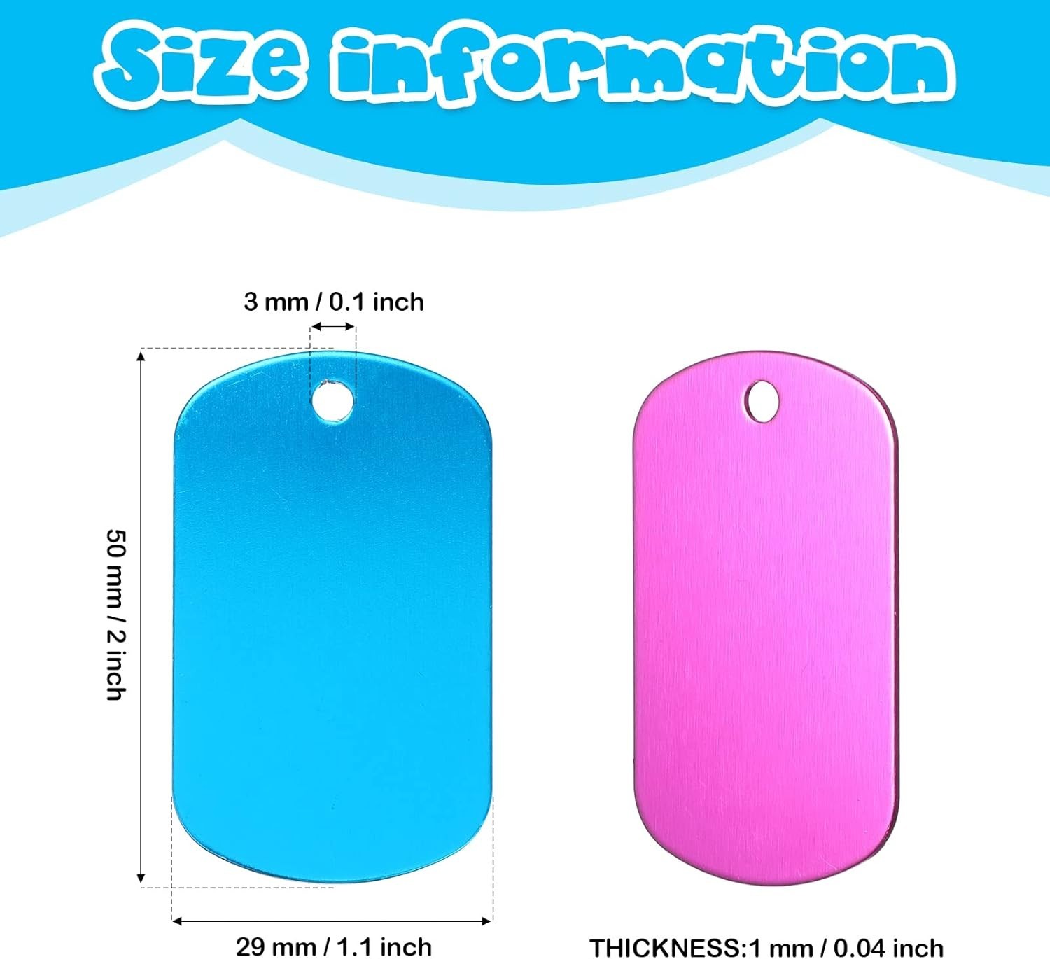 100 Aluminum Tags, DIY Craft Supplies in 10 Colors