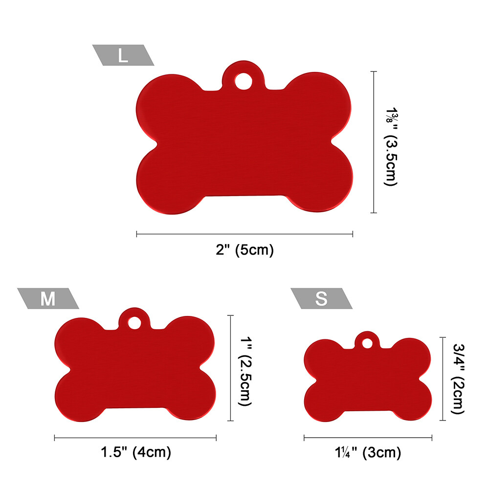 Personalized Pet Name ID Tags for Dog, Custom Double Sided Engraved Bone Shape