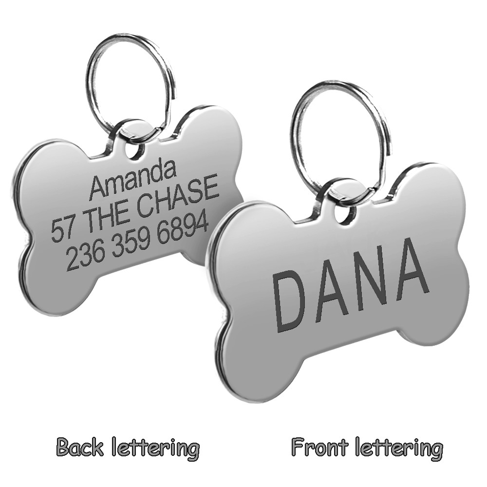 Stainless Steel Personalized Pet ID Tag Dog Name Tags Custom Any Name & Text