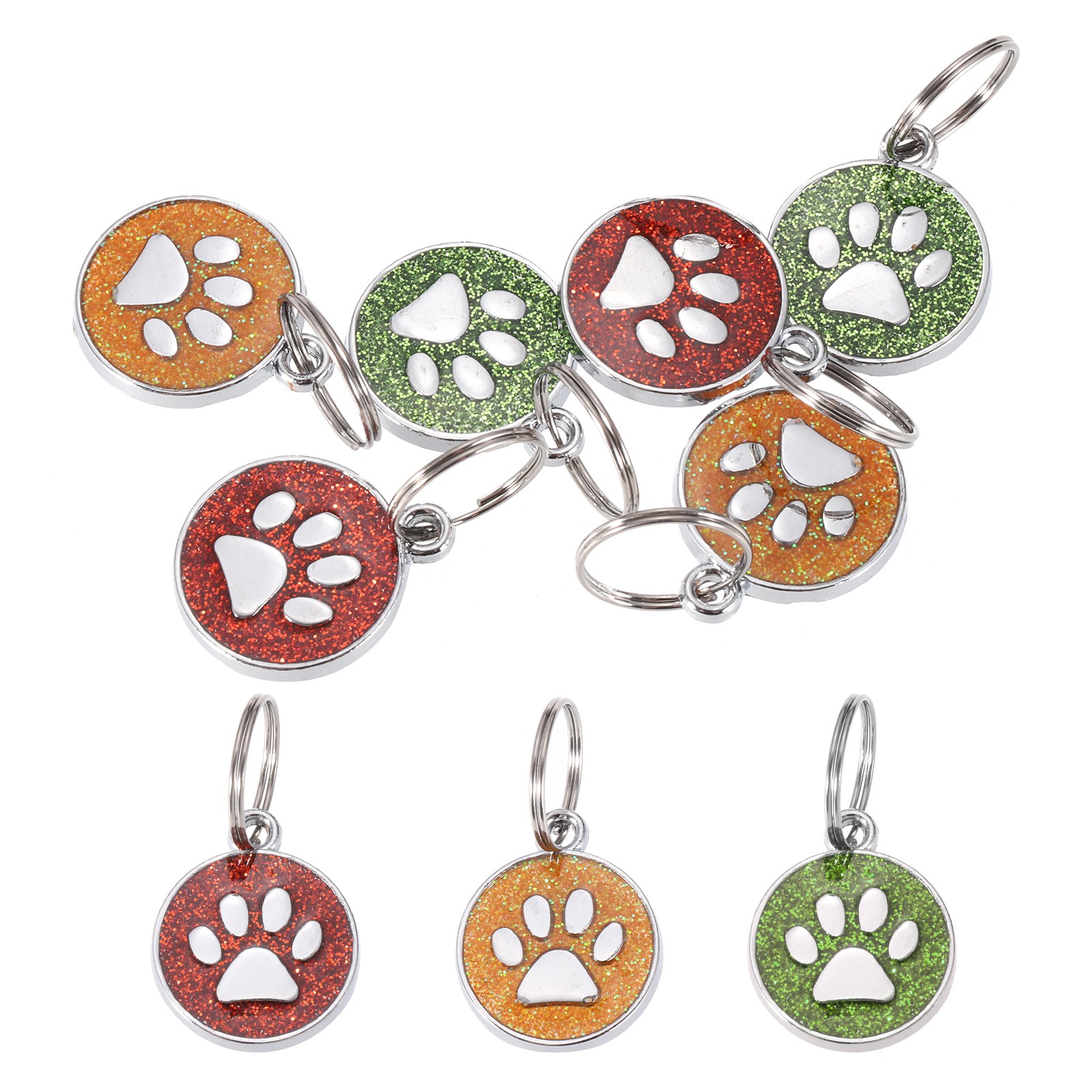 Enamel Paw Print Charm, 9Pcs Alloy Enamel Pendants, Green/Yellow/Dark Red