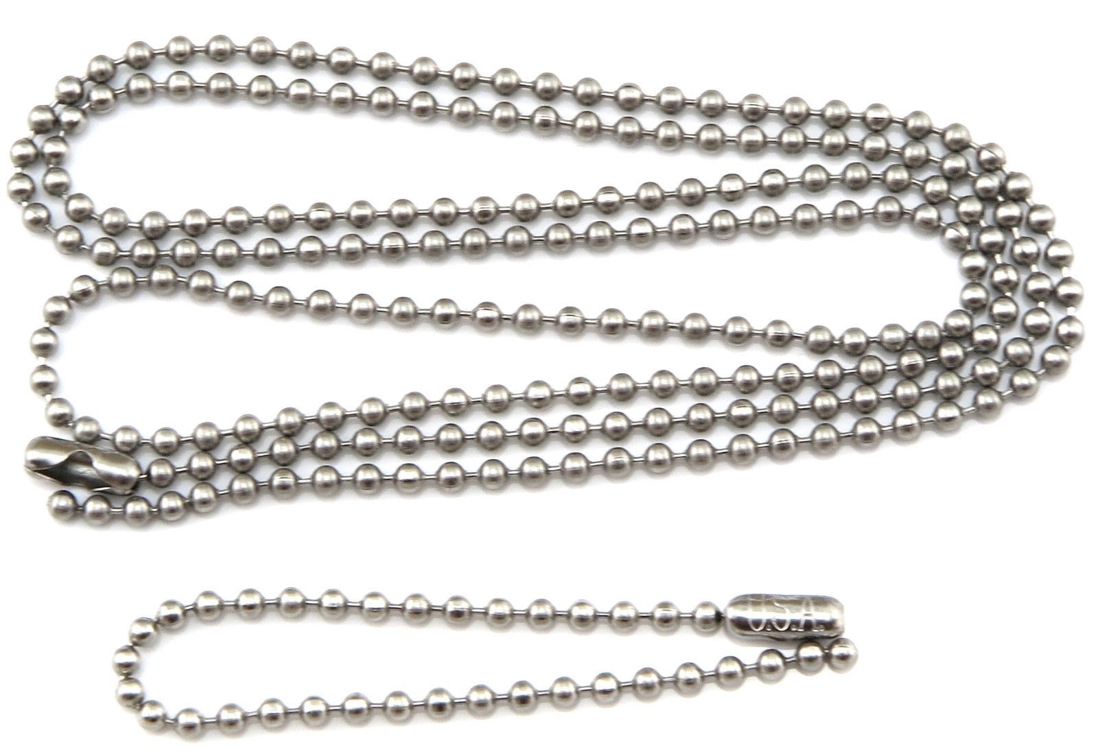 Military Spec Stainless Steel Army Dog Tag Ball Chain Set (27″ & 4.5″)