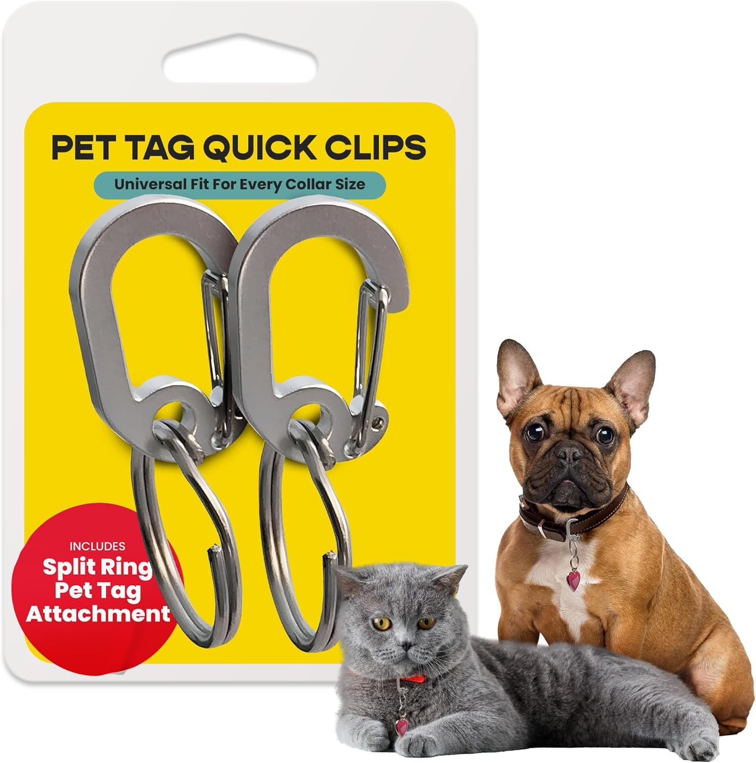 Klippy Pet Tag Quick Clips – Cat & Dog Collar for ID Tags Holder Efficient Ring