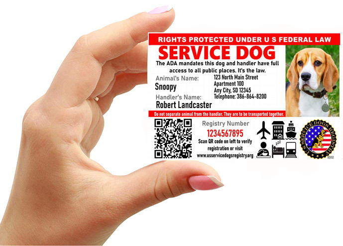 Holographic Service Dog ID w/QR Code & ID Holder Plus Digital Copy-Landscape