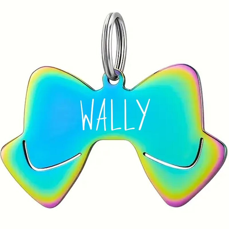 Custom Bow Tie Dog Tag Stainless Steel Pet ID | Engraved USA