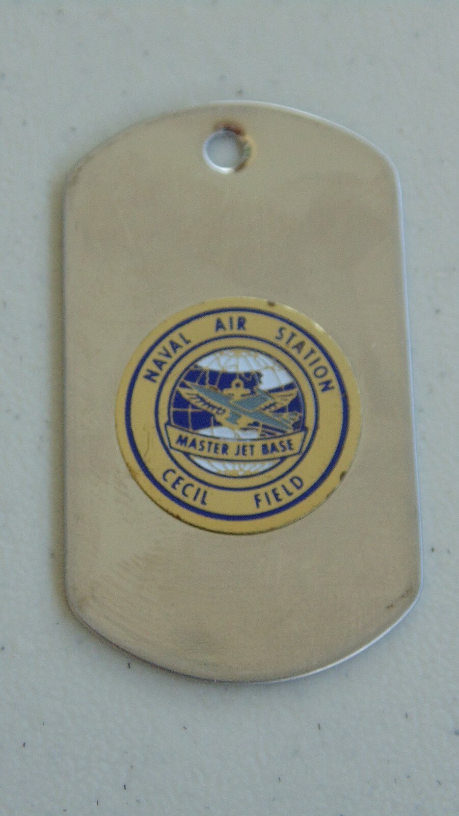 USN US NAVY ALL RANKS RATES NO RUST PROPERTY KEY FOB TAG WITH CHAIN OR RING 009