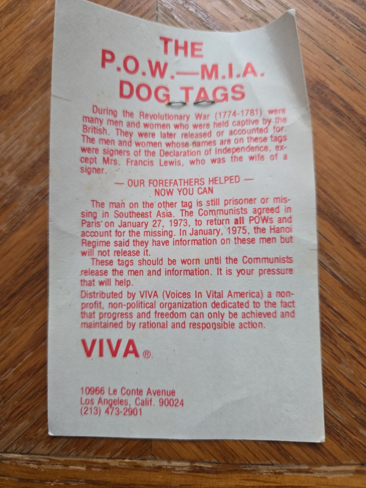 POW * MIA Military VIETNAM Dog Tag Necklace VIVA