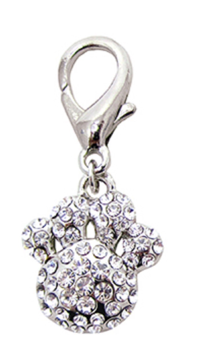 Paw w Pave Crystals Pet Collar Charm or Purse Charm – Choose from 3 Colors