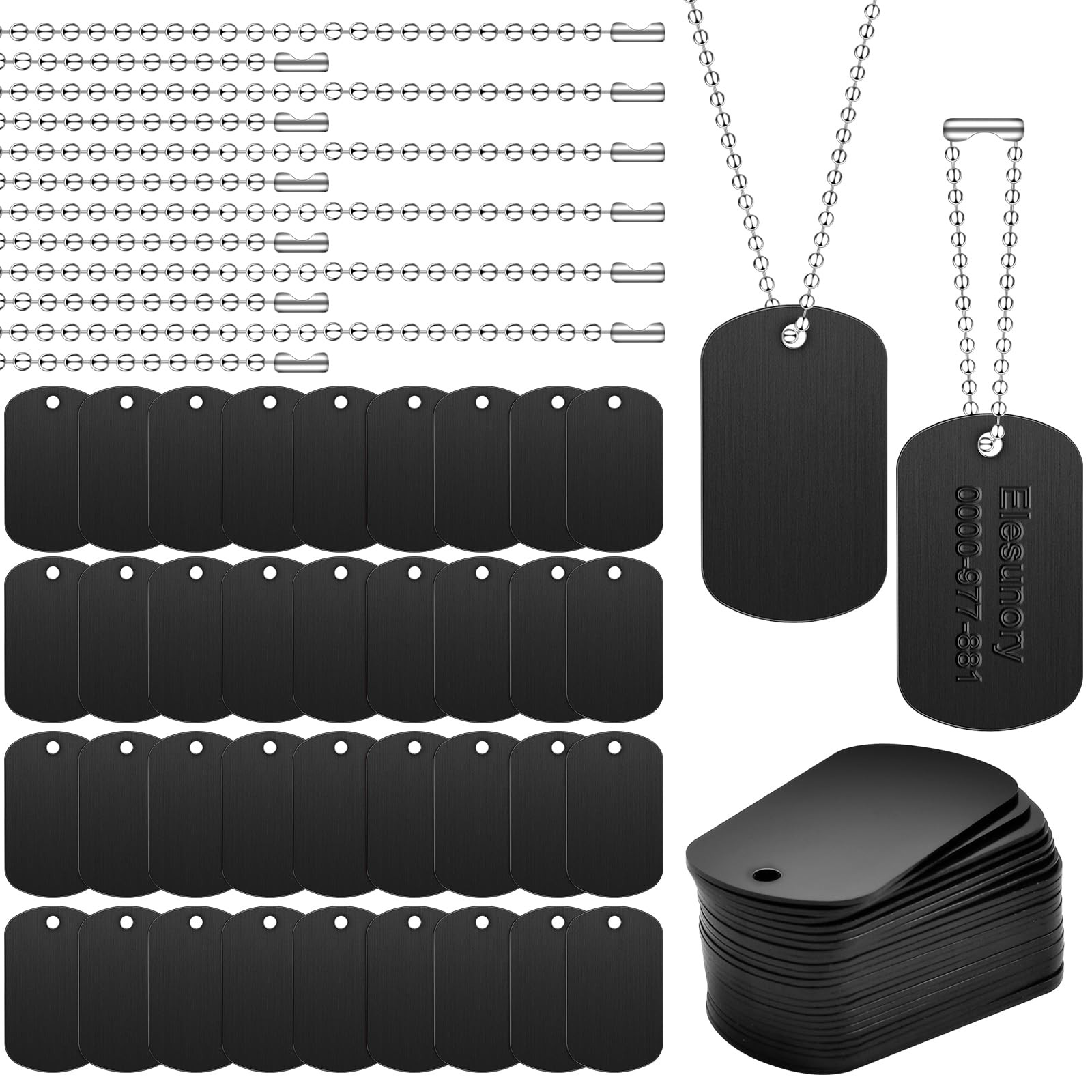 100Pcs Military Dog Tags Set, 50 Pcs Aluminum Blank Dog Tag and 50 Pcs Iron N…