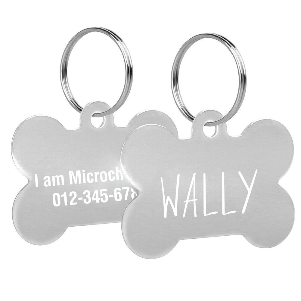 Custom Bone Aluminum Pet ID Tag Engraved Placa Perro Gato 10 Colors 3 Sizes USA
