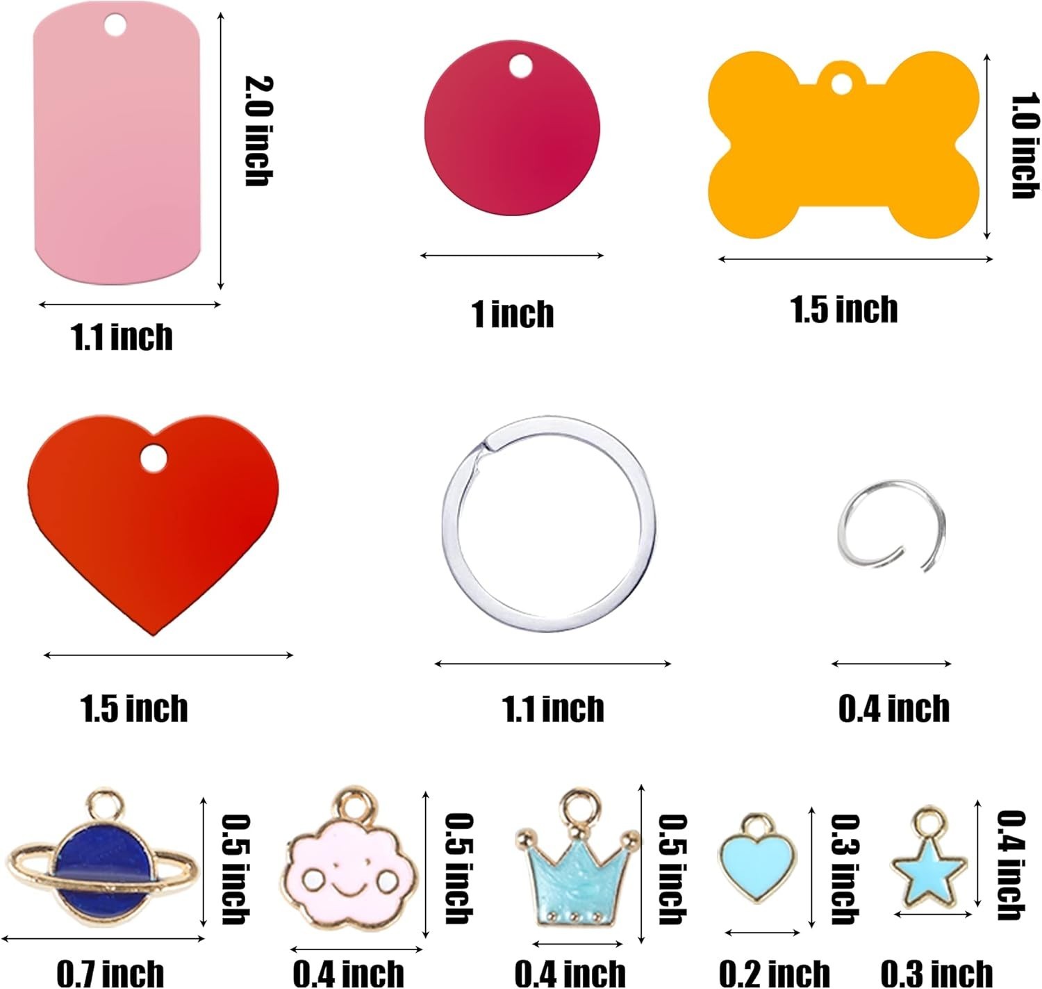 140pcs Pet ID Tag Set with 40pcs Colourful Blank Dog Tags Double Sided Alumin…