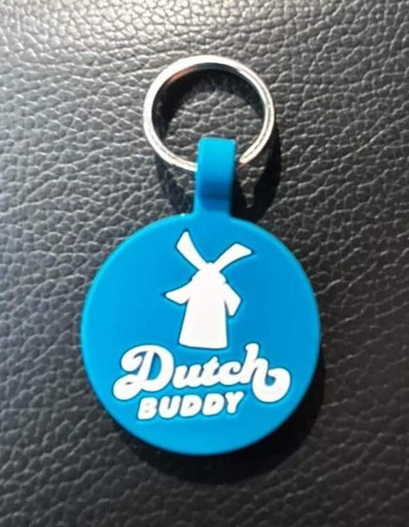 NEW Dutch Bros Pet Tag Key Chain Dutch Buddy Blue Silicone February 2024 Pet Day