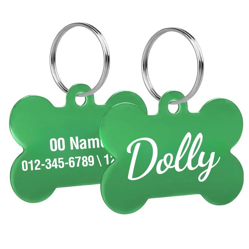 Custom Bone Aluminum Pet ID Tag Engraved Placa Perro Gato 10 Colors 3 Sizes USA