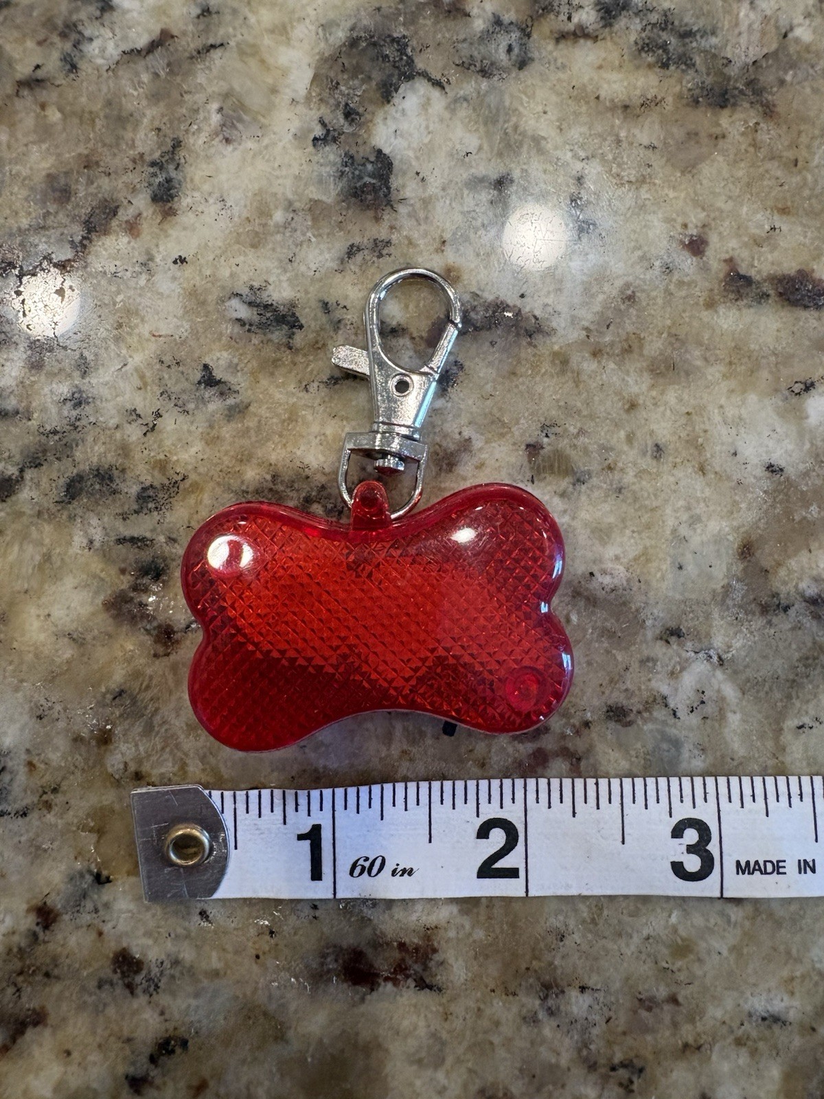 LED Safety Light Name Tag Bone Shaped Pendant Dog Red Flashing