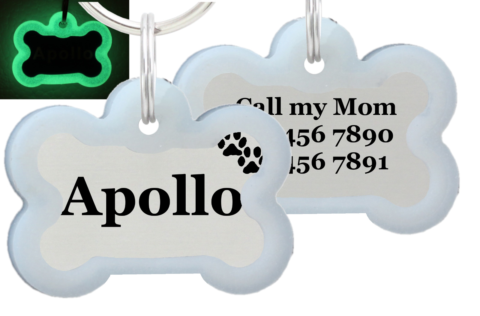 Double Sided Laser Etched Stainless Steel Pet ID Tag for Dog & Cat Tag Bone