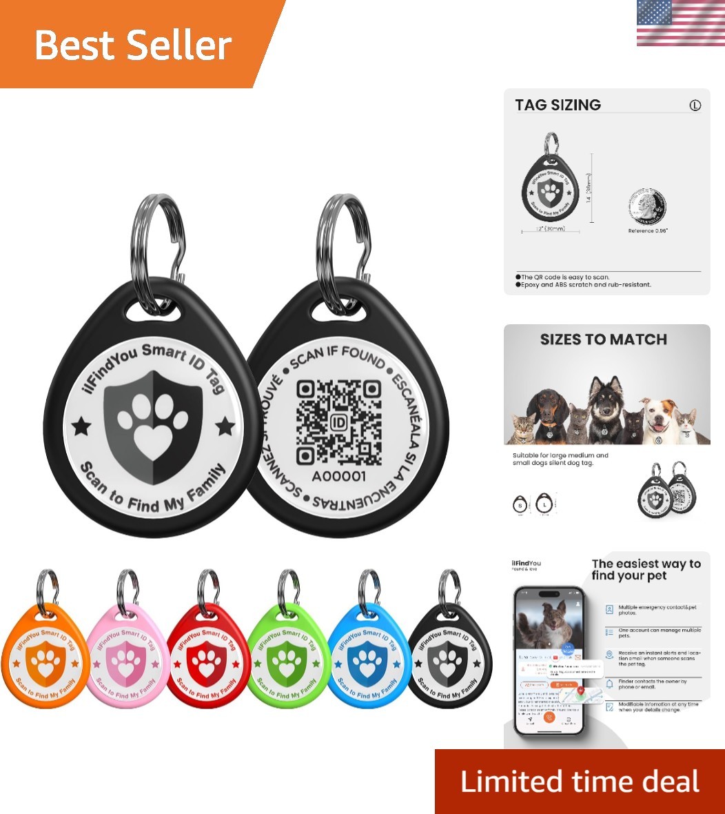 Dog Tags Personalized, QR Code Pet ID Tags for Dog Collar, Online Profile, Sc…