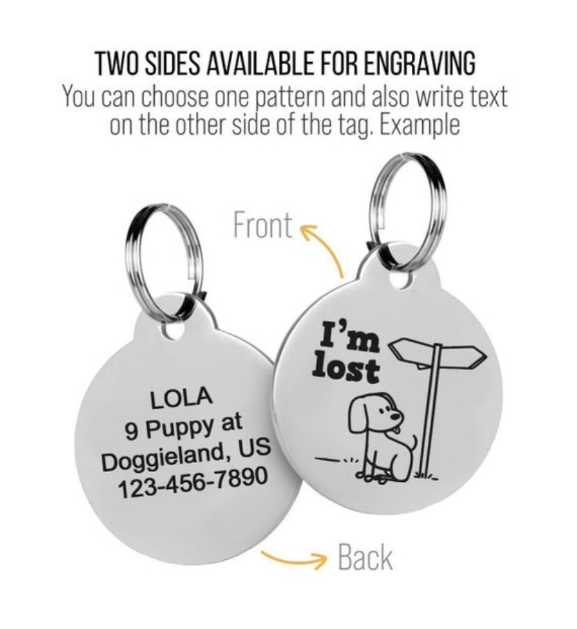 Custom Engraved Dog Tags Funny Pet ID Tag Double Sided Cat Tag Silent Tags