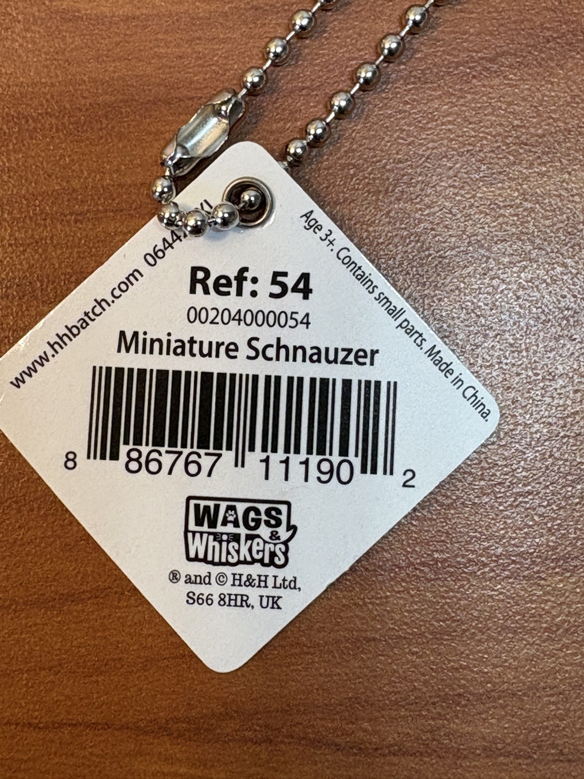 Wags & Whiskers Mini Schnauzer Dog Key chain Brand new