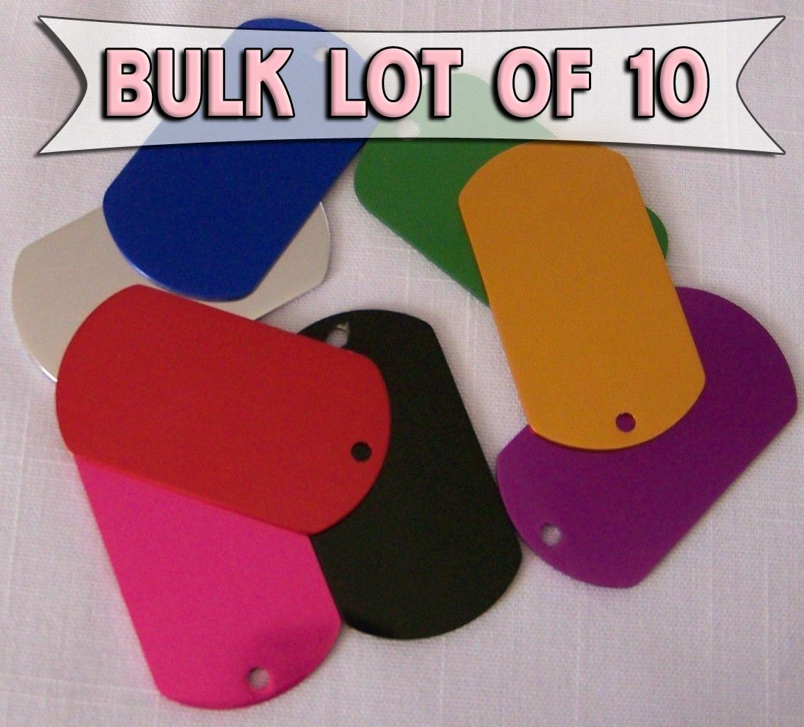 BULK LOT of 10 Military ID Tag – DOG Pet Tag ENGRAVED Small & Large many colors