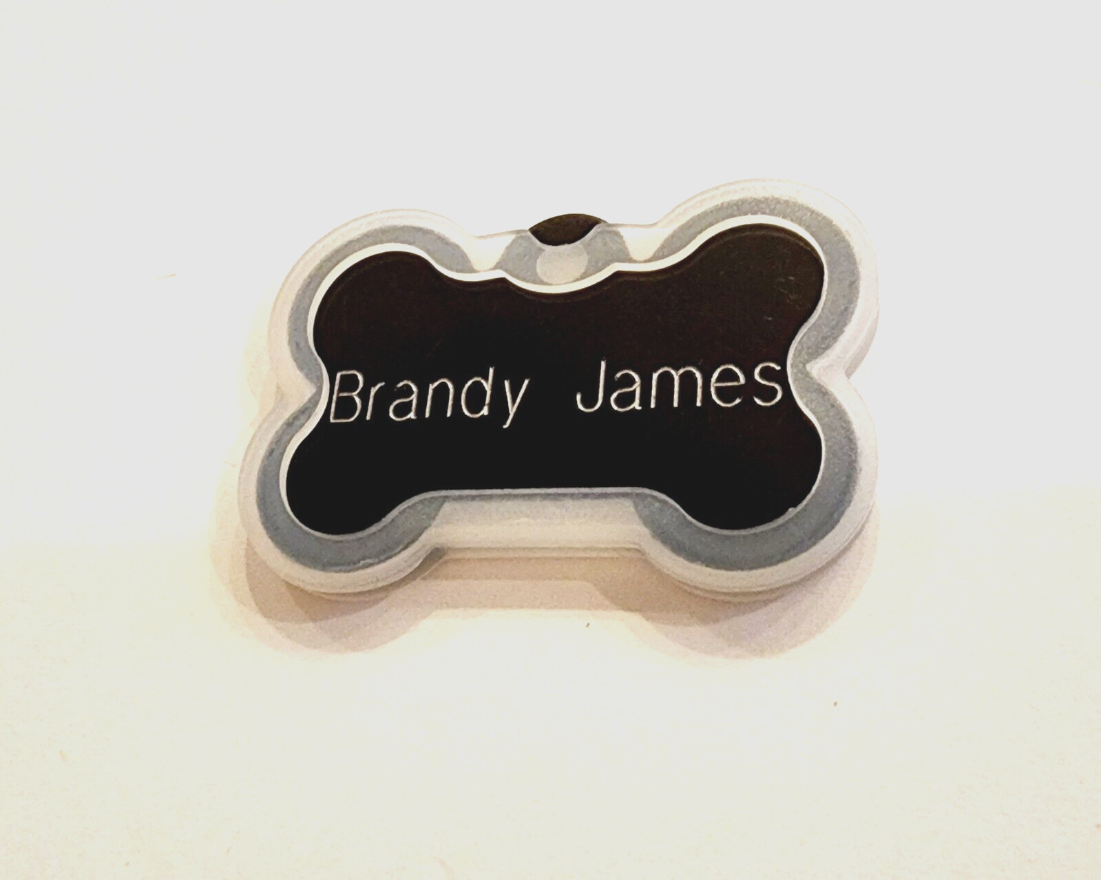 CUSTOM ENGRAVED PET TAG BLACK BONE SHAPE WITH SILENCER DOG PERSONALIZED ID TAGS