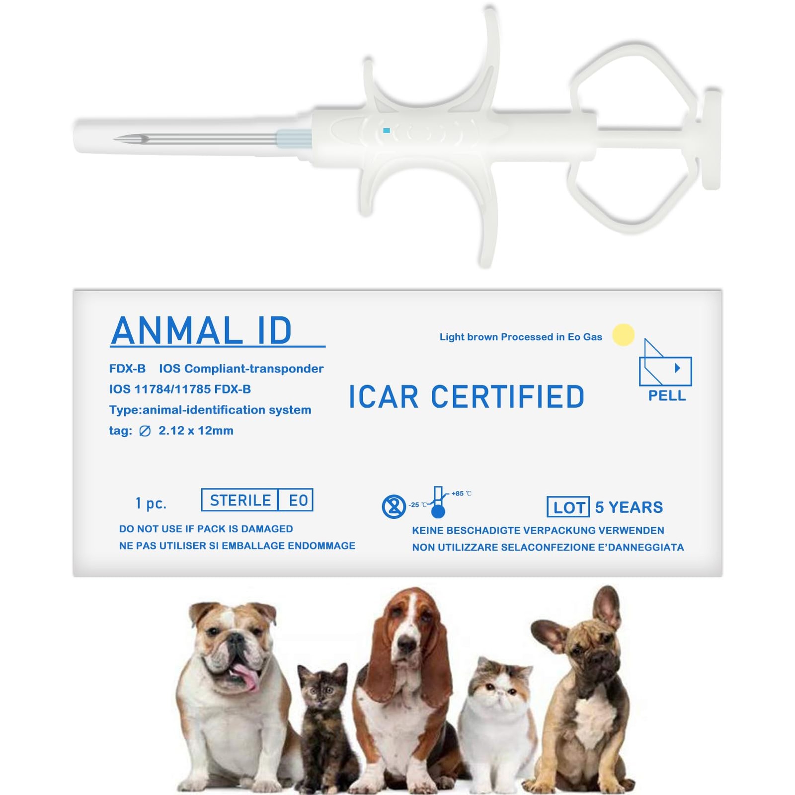 20 Pack 2.12x12mm Universal Standard Microchip, ISO11784/85 FDX-B Pet ID Tags…