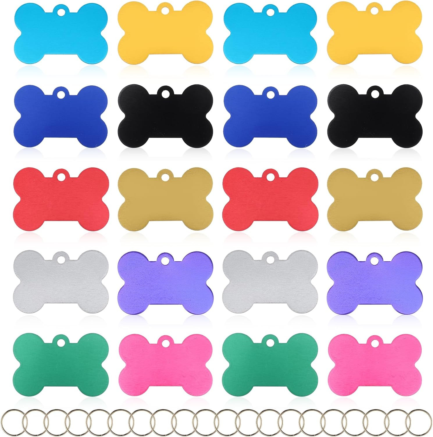 20 Pcs Pet Name Tag Blank Pet ID Tags Bone Shape Engraving Name Tag Stainless St