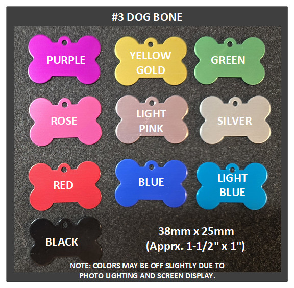 Tag: ENGRAVED Anodized Aluminum #3 Dog Bone Pet Dog Cat Keys