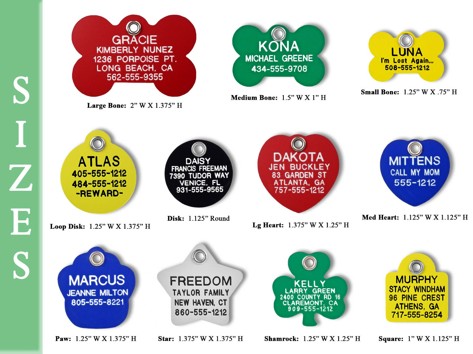 Pet ID Tags Custom Engraved Plastic Dog/Cat Lightweight Quiet Identification