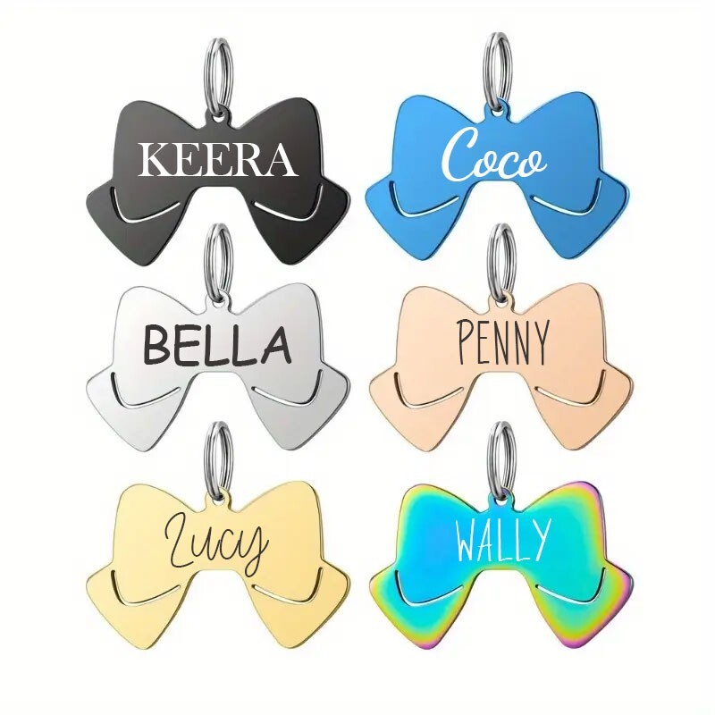 Custom Bow Tie Dog Tag Stainless Steel Pet ID | Engraved USA