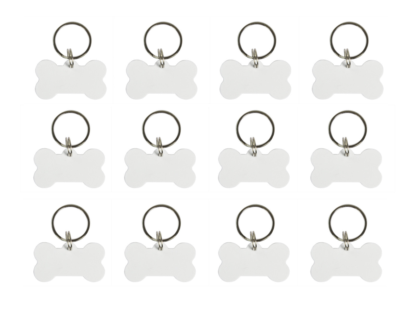 10 Pieces White Blank Polymer Craft Bone Dog Tag Key Chain Sublimation 25x10mm