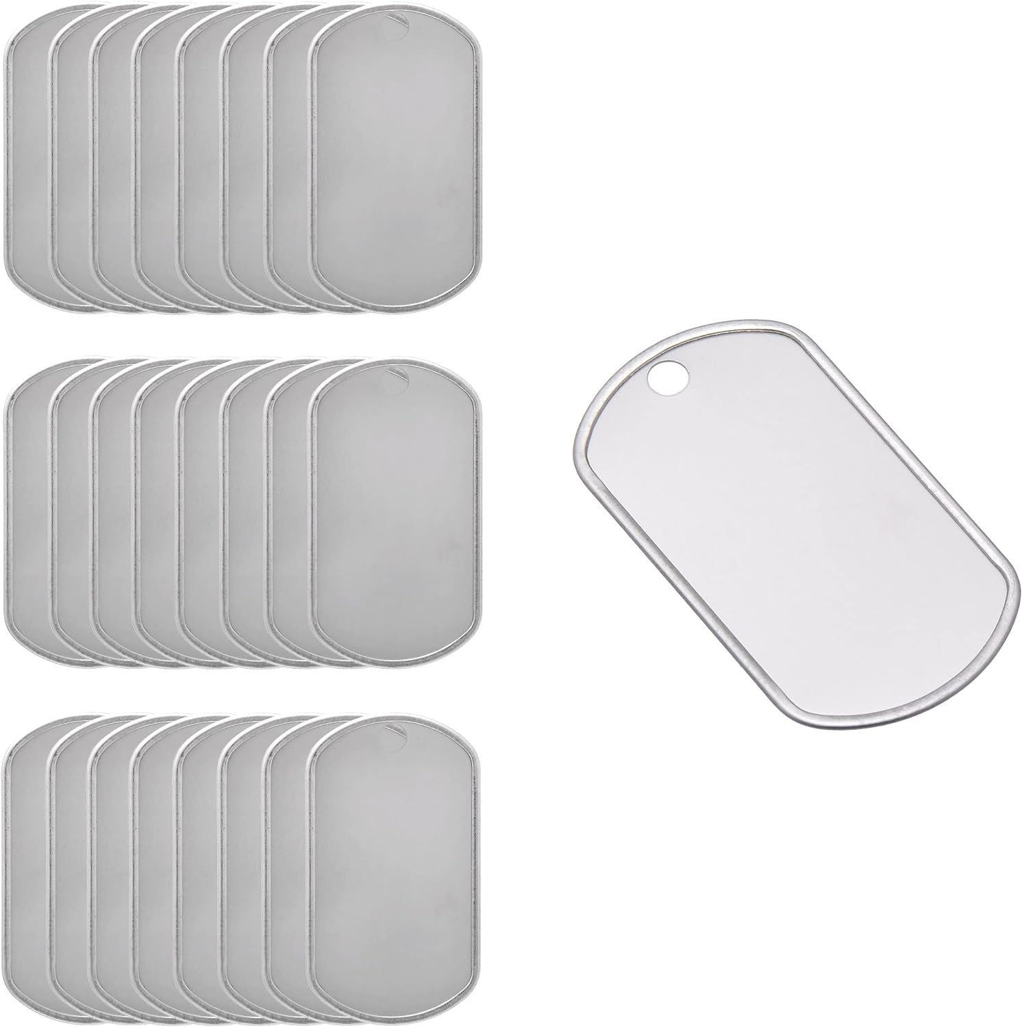 25 Shiny Stainless Steel Military Spec Dog Tags – BLANK