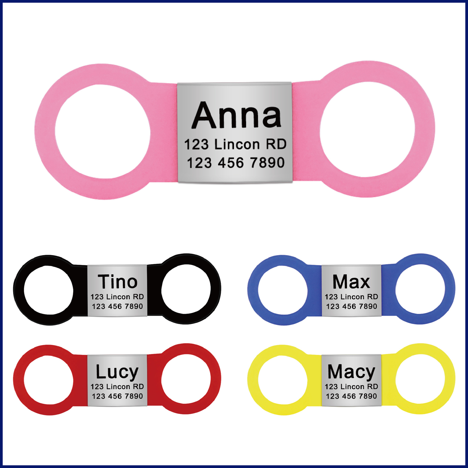 Personalized Engraved Pet Tags Silent Slide On Dog ID Tags Cat Dog Name Tags