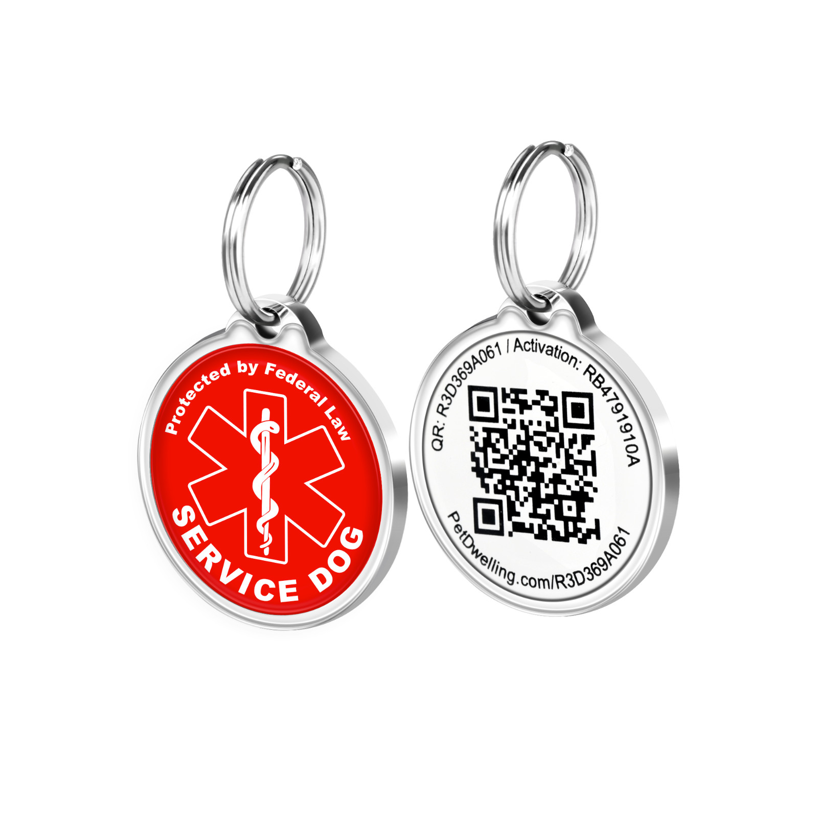 Pet Dwelling Service Dog ID Tag-Online Profile-Instant Scan Location Email Alert