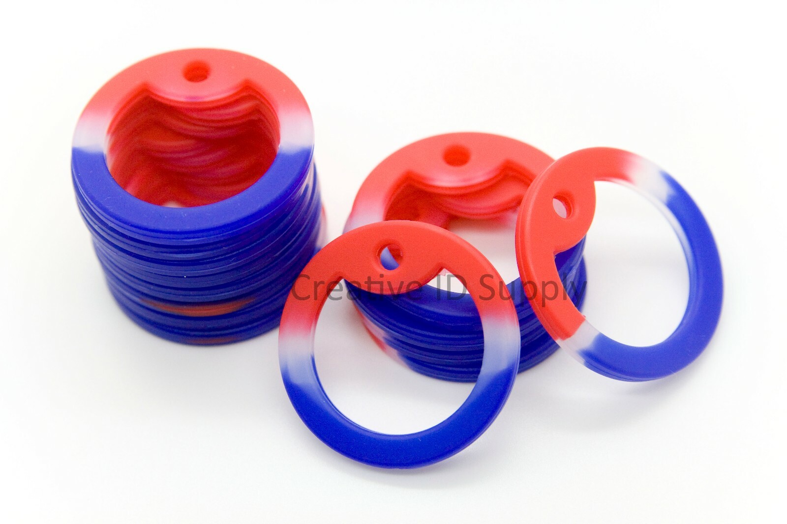 LOT OF 25pc MILITARY ARMY DOG TAG RED WHITE & BLUE RUBBER SILICONE SILENCERS