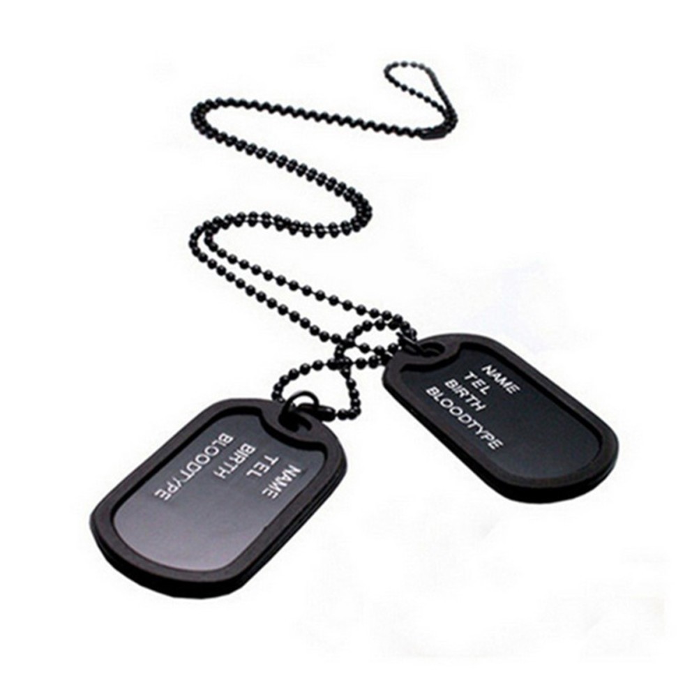 Durable Black Military Dog Id Tags Set Double Pet Tags Engraving Space Included