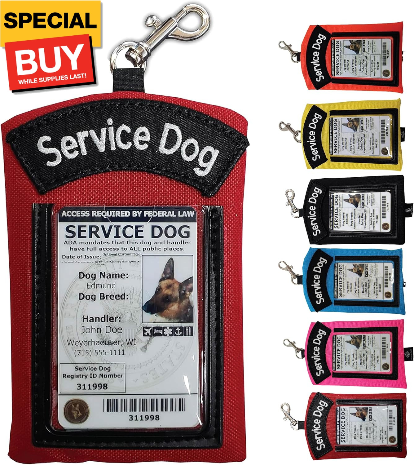 ActiveDogs Service Dog ID Card Pouch – Clip On Identification Badge Display Tag