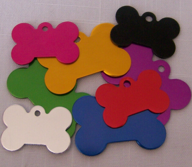 100pcs/lot Blank Aluminum Dog ID Tags in 5 Shapes 9 Colors Engravable Pet Tag