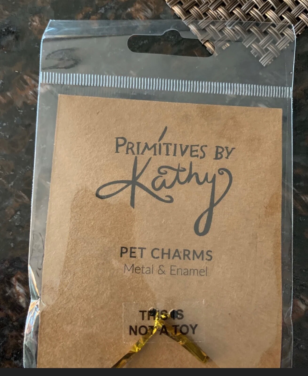 New Primitives by Kathy LOVED Metal Enamel Collar Pink Heart Love Charm Dog NWT