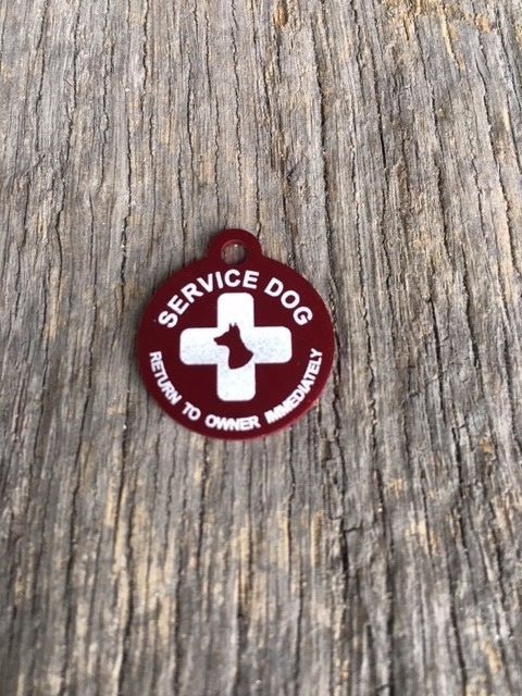 Small Personalized Aluminum Service Dog Pet ID Dog and Cross Tag MADE IN USA